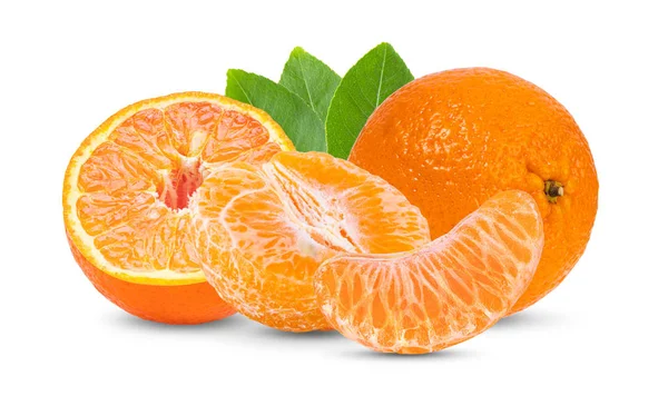 Mandarin Tangerine Citrus Плоди Листом Ізольовані Білому Тлі — стокове фото