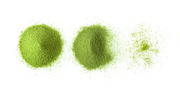 Matcha Green Tea Powder White Background Top View — Stock Photo, Image