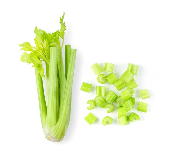 Celery Isolated White Background Top View — Stock Photo, Image
