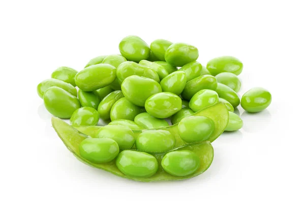 Green Soybeans Seeds Isolated White Background Full Depth Field — Stock Photo, Image