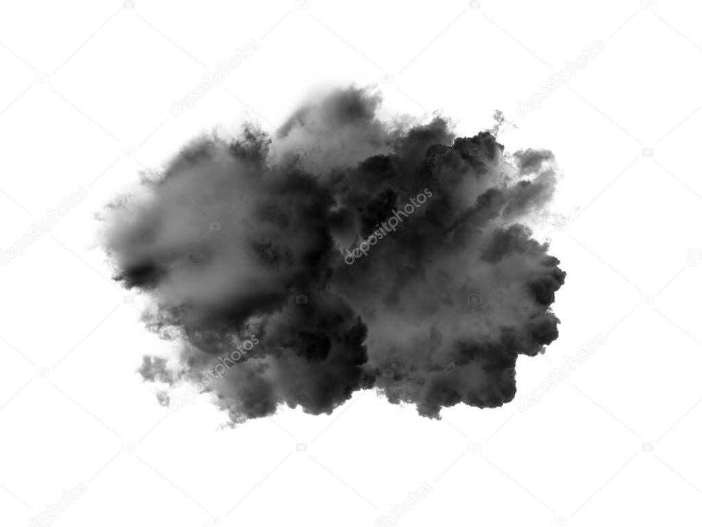 black clouds or smoke isolated on white background