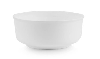 Beyaz arka planda boş beyaz kase izole