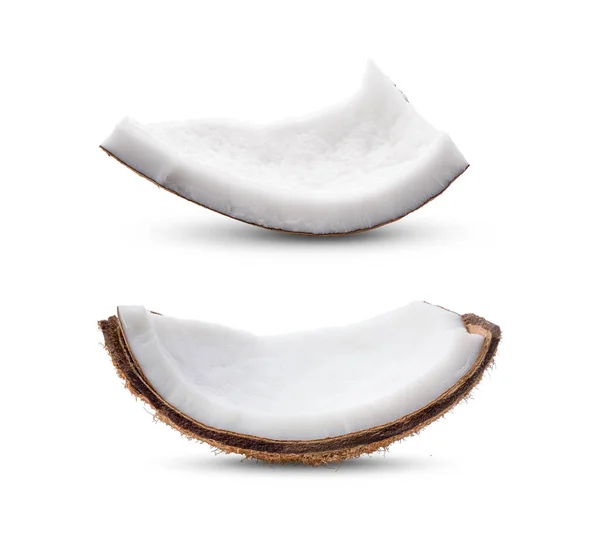 Coconut Pieces White Background Full Depth Field — Stock Photo, Image