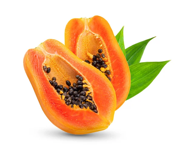 Fetta Papaya Isolato Sfondo Bianco — Foto Stock