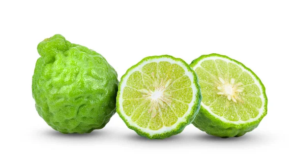 Bergamot Segar Dengan Daun Terisolasi Latar Belakang Putih — Stok Foto