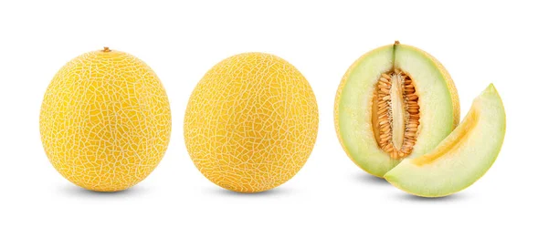 Yellow Cantaloupe Melon Isolated White Background Full Depth Field — Stock Photo, Image