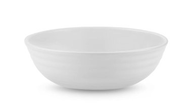 Beyaz arkaplanda izole edilmiş beyaz seramik kase