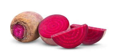  Pancar kökü sebzeleri ve yarım izole edilmiş beyaz arka plan. tam alan derinliği