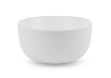 Beyaz arka planda boş beyaz kase izole