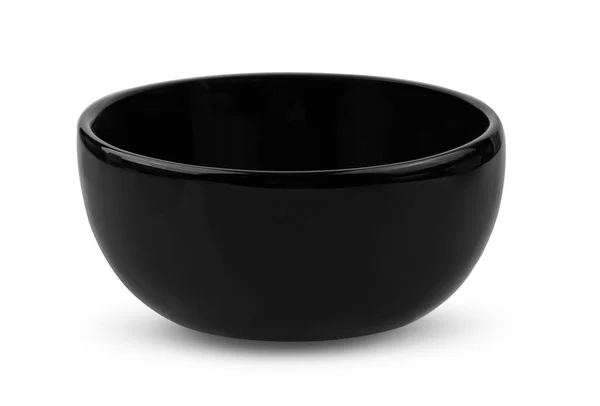 白色背景下的黑色陶瓷碗隔离 — 图库照片
