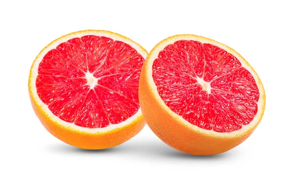Napůl Růžové Grapefruitové Citrusové Plody Izolované Bílém Pozadí Plná Hloubka — Stock fotografie