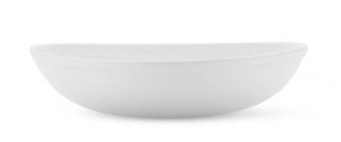 Beyaz arkaplanda boş beyaz kase