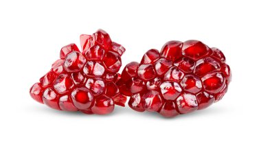 Beyaz arka planda izole edilmiş nar tohumları. tam alan derinliği