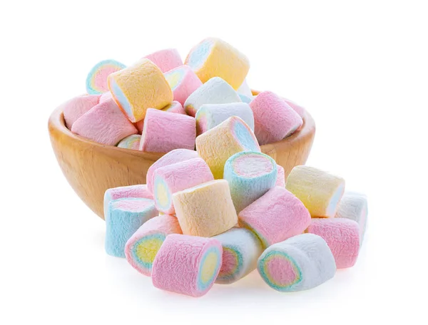 Bunte Mini Marshmallows Isoliert Auf Weißem Hintergrund Volle Schärfentiefe — Stockfoto