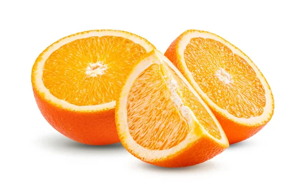 Πορτοκαλί Φέτες Απομονώνονται Λευκό Φόντο — Φωτογραφία Αρχείου