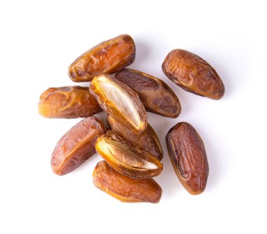 Kurumuş hurma palmiyesi beyaz arkaplan görünümünde izole edilmiş