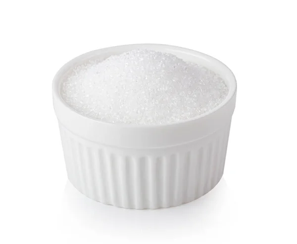 Cukr Bílé Míse Bílém Pozadí — Stock fotografie