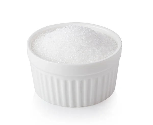 Sugar White Bowl White Background — Stock Photo, Image