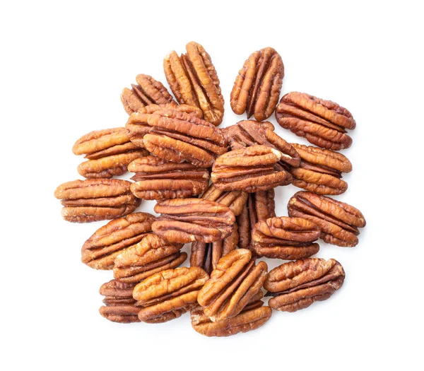 Pecans Isolated White Background Top View — 스톡 사진