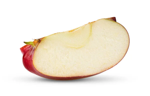 Červené Jablko Ovocné Řezy Řez Izolované Bílém Pozadí — Stock fotografie