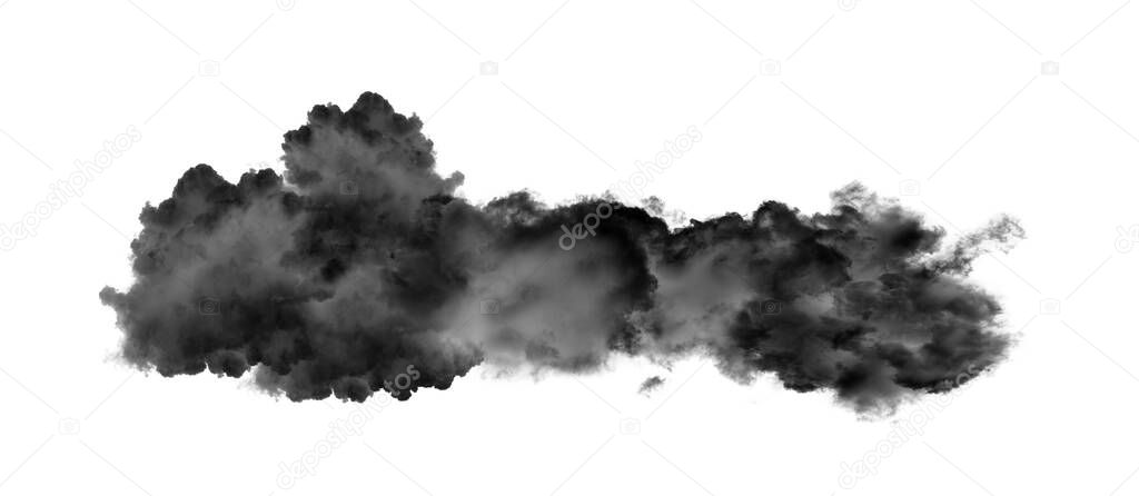 black clouds or smoke isolated on white background