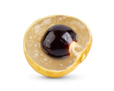 Beyaz arka planda izole edilmiş taze Longan. tam alan derinliği