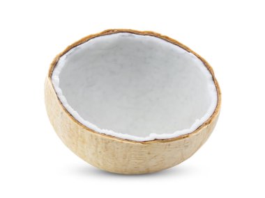  Beyaz arka planda izole edilmiş genç hindistan cevizi. Tam alan derinliği