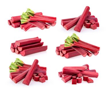 Beyaz arka planda bir dizi ravent sapı