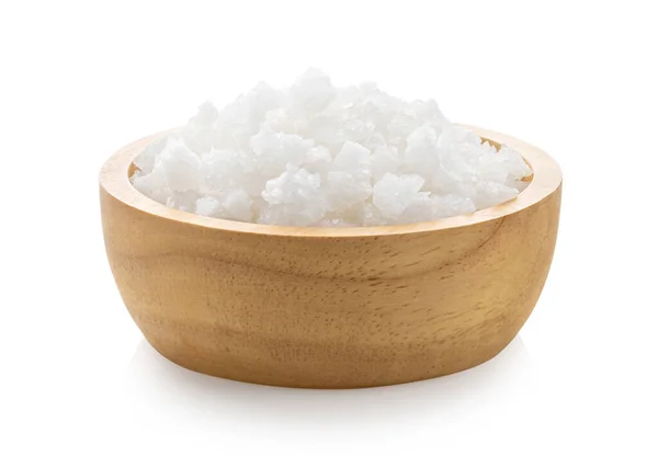 Salt Wood Bowl Isolated White Background — Stock Photo, Image