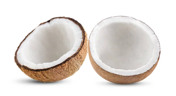 Pedaços Coco Isolados Sobre Fundo Branco Profundidade Total Campo — Fotografia de Stock