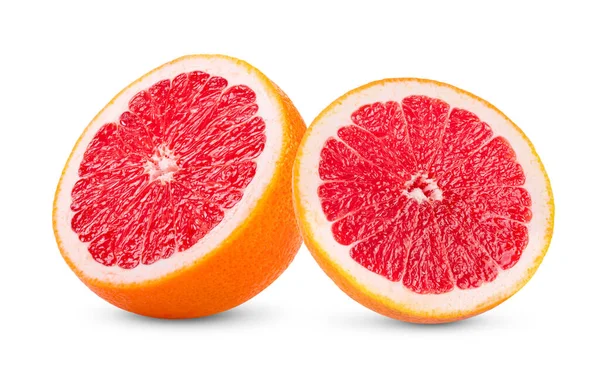 Růžová Oranžová Nebo Grapefruit Plátkem Izolované Bílém Pozadí — Stock fotografie