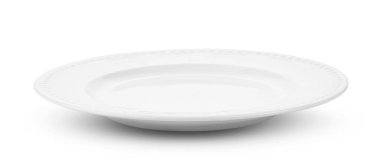 beyaz arkaplanda izole seramik beyaz plaka