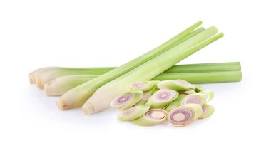 Beyaz arka planda limon otu. tam alan derinliği