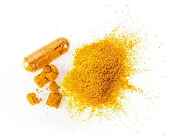 Turmeric Capsule Isolated White Background — Stock Photo, Image