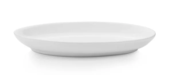 White Ceramic Plate Isolated White Background Full Depth Field — Stock Photo, Image