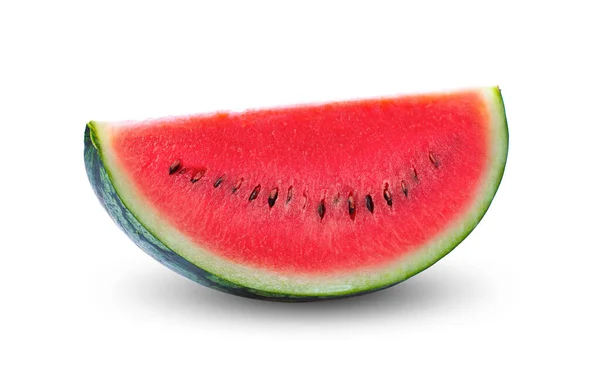 Gesneden Verse Watermeloen Geïsoleerd Witte Achtergrond Volledige Velddiepte — Stockfoto