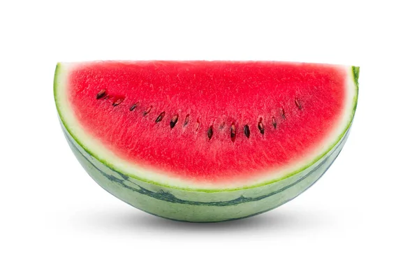 Scheiben Geschnittene Frische Wassermelone Isoliert Auf Weißem Hintergrund Volle Schärfentiefe — Stockfoto
