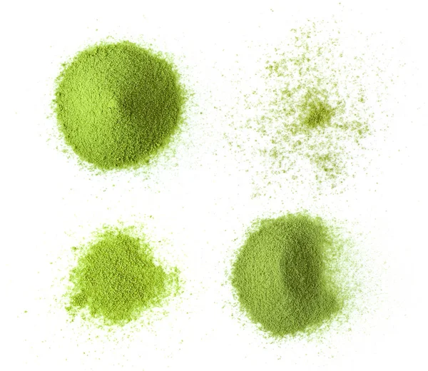 Matcha Green Tea Powder Isolated White Background Top View — Stock Photo, Image