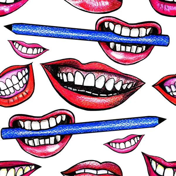 pattern with woman lips.