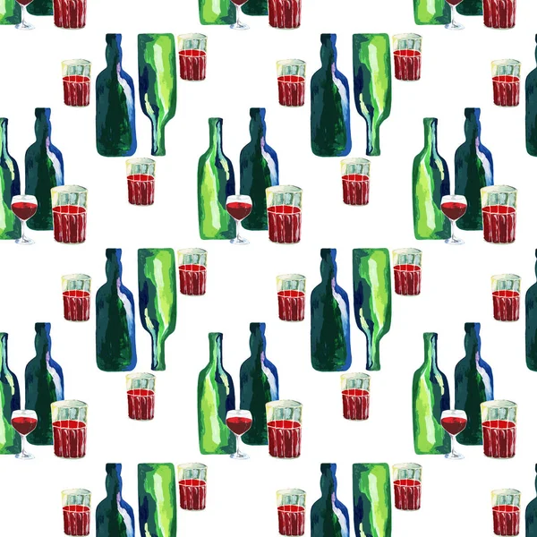Flaschen und Gläser. — Stockfoto