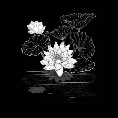 Beyaz arka planda çeşitli su bitkilerine sahip kusursuz desen. Vektör illüstrasyonu. 