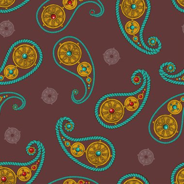 Paisley ya da Türk salatalığı. Doğu motifli vektör pürüzsüz desen.