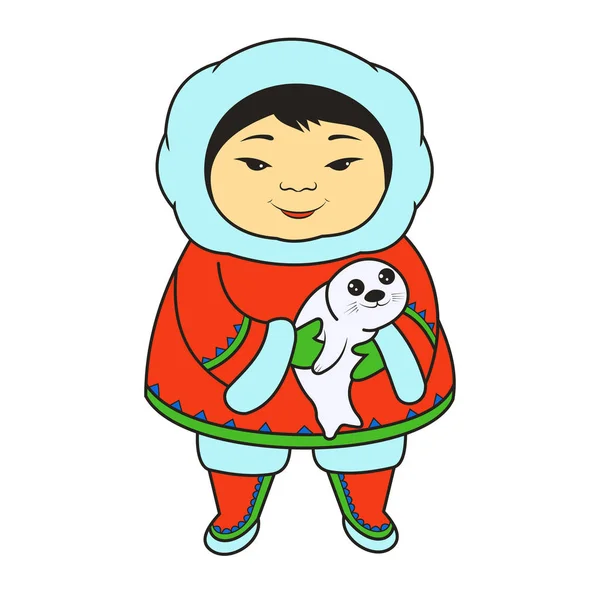 Cute Eskimo Baby Seal Cartoon Illustration Vector — ストックベクタ