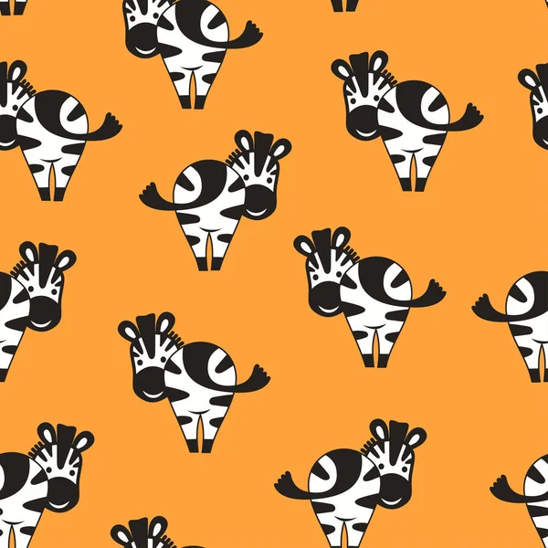 Nahtloses Muster Mit Niedlichen Lustigen Zebras Rückseite Vektorzeichnung Cartoon Stil — Stockvektor