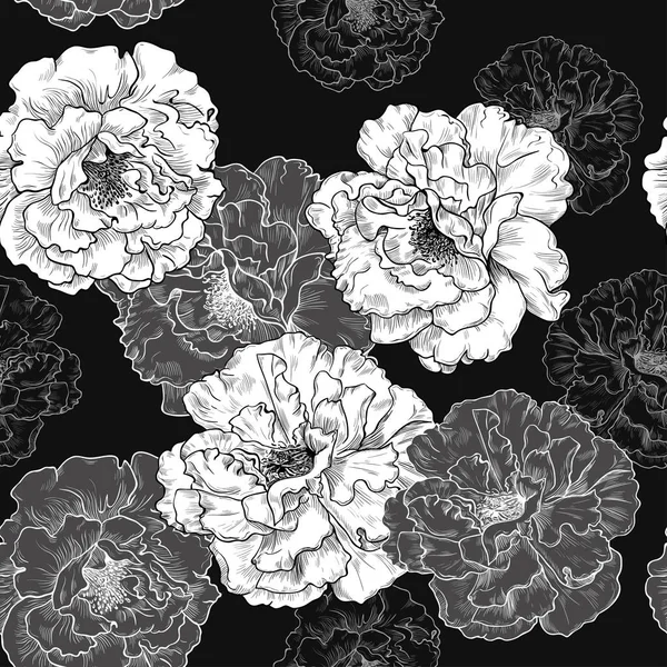 ปแบบท รอยต บภาพร างของดอกก หลาบส ขาวและส เทาบนพ นหล เวกเตอร ภาพวาดว — ภาพเวกเตอร์สต็อก