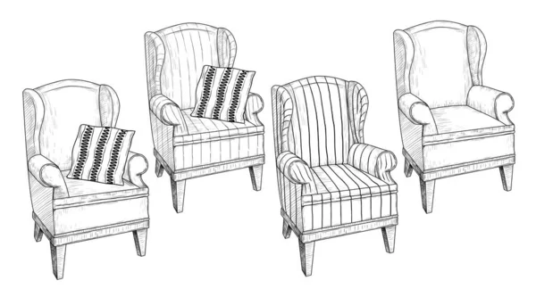 柔软的扶手椅 古旧收藏品 — 图库矢量图片