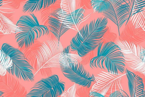 Multicolored Palm Leaves Exotic Seamless Pattern Hand Drawn Jungle Texture — Stock Vector