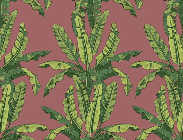 Des Feuilles Banane Modèle Sans Couture Dessiné Main Texture Jungle — Image vectorielle