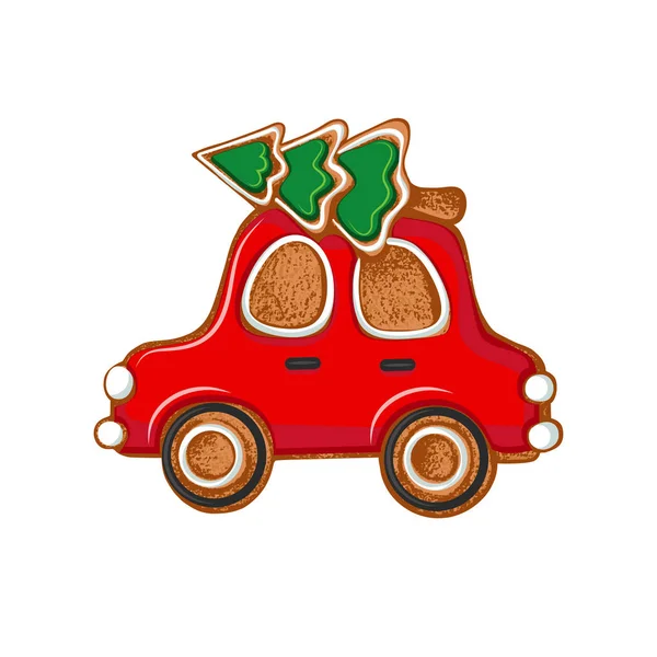Spielzeug Und Rotes Auto Auf Weißem Hintergrund — Stockvektor