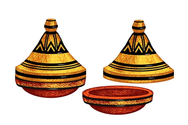 Tajin Poterie Traditionnelle Dessinée Main Illustration Vectorielle — Image vectorielle